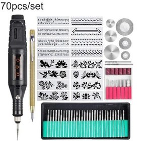 Resim Sones 70 Adet/takım Mini Elektrikli Hız Ayarlanabilir Gravür Kalemi Mikro Elektrikli Matkap Ab Fişi 