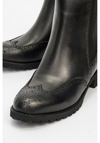 Resim Kadın Kalın Taban Chelsea Casual Bot Gerçek Deri Br 66185 Siyah Null Siyah 