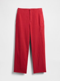 Resim GAP Kadın Kırmızı Keten Karışımlı Relaxed Straight Ankle Pantolon 