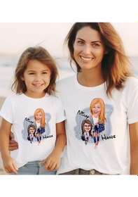 Resim Bk Gift 2li Kişiye Özel Anne-kız Karikatürlü Kombin Tişört Seti-2, Anneye Hediye, Anneler Günü Hediyeleri Kobitmeyencom30566 Bk Gift 