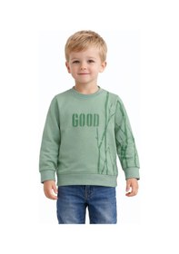 Resim Baglan Erkek Çocuk Önü Arkası Baskılı Sweatshirt Bgl-st05240 Açık Yeşil 