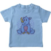 Resim Angemiel Baby Sevimli Oturan Gergadan Erkek Bebek Tişört Mavi B0133MDBBKETSRT 