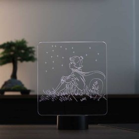 Resim Küçük Prens ve Yıldızlar Figürlü Dekoratif Hediye Led Masa Lambası | BYLAMP 