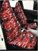 Resim H&B Design Kırmızı Siyah Kamuflaj Servis Kılıfı Likralı Esnek Kumaş 