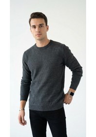 Resim Plus Scorpion Erkek Triko Kazak Bisiklet Yaka, Regular Fit, Dört Mevsim Antrasit 