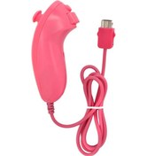 Resim Nintendo Wii Konsolu İçin Pembe Hareket Tabanlı Kablolu Nunchuck Denetleyici Video Oyunu El Kavisli Oyun Kolu Denetleyicisi 