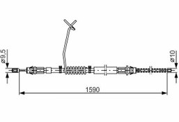 Resim EL FREN TELİ SOL ARKA1590mm TRANSİT V184 00-06 