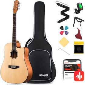 Resim Donner DAD-140C Dreadnought Akustik Gitar Paketi (Natural) 