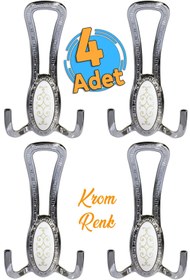 Resim Badem10 Seçil Portmanto Vestiyer Duvar Dolap Elbise Mobilya Kapı Askısı Askılığı Krom Metal (4 ADET) 