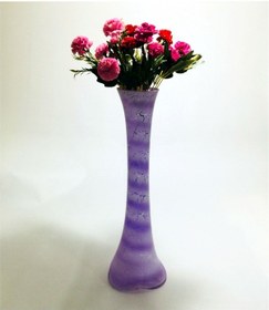 Resim Uzun 60cm Çatlatma Mor Vazo Kırmızı Pembe Mor Karanfil Çiçek 