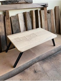 Resim Enna Woden Laptop Sehpası /notebook Bilgisayar Çalışma Masası/laptop Stand/telefon Tablet Bölmeli/rahle 