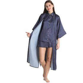 Resim U&me Saten Sabahlık Lacivert Um220431101 R007 Lacivert 