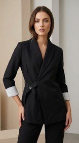 Resim Ila Siyah Bel Kuşağı Detaylı Blazer - L 