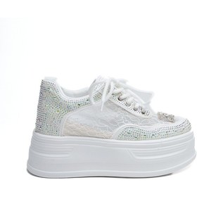 Resim Derinet Yüksek Taban Taşlı Kadın Sneaker 
