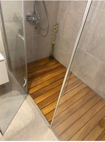 Resim OBERS Iroko Duş Izgarası 70x140cm Ağaç Izgara Ağaç Duş Teknesi Deck Izgara Tik Izgara 