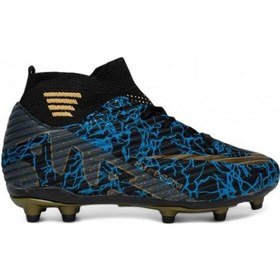 Resim La Liga K565 Genç Çoraplı Çim Saha Kramponu Siyah / Füme Siyah - Beyaz 