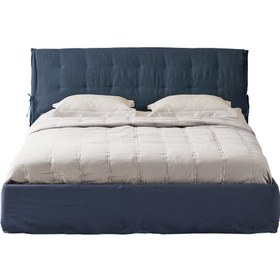 Resim Gala Bed 160 - Linen Look-Grey / Removable Cover / With Storage 