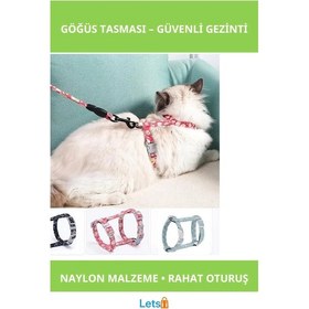 Resim Dayanıklı Ayarlanabilir Kedi Gezdirme Göğüs Tasması 