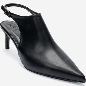 Resim Luvishoes Rosalıe Siyah Cilt Sivri Burunlu Kadın Topuklu Ayakkabı 