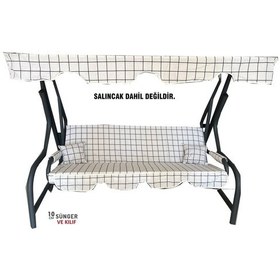 Resim 3 Kişilik Salıncak Minderi Süngerli Kılıfı Beyaz Pano Minder 