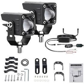 Resim Hallow-motosiklet Led Sürüş Sis Farları 120w 18000lm 6 Aydınlatma K22731r Siyah 