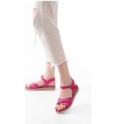 Resim 692-564 Fuşya Ortopedik Taban Çapraz Tokalı Kadın Sandalet Bej 