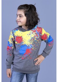 Resim Toontoy Kids Toontoy Erkek Çocuk Kapüşonlu Renkli Püskürtme Baskılı Sweatshirt Antrasit Melanj 