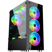 Resim GAMEFORCE Glass (600W 80 PSU) 4x120mm Rgb Kontr. Ve Kmn. Fan Oyuncu Bilgisayar Kasası 