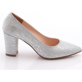 Resim Dgn 125 Kadin Topuklu Ayakkabi Gümüş Desenli 