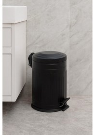 Resim Vintage 5 Lt Yavaş Kapanır Kapaklı Ofis Mutfak Banyo Balkon Çöp Kovası Siyah Siyah 