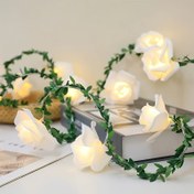 Resim 1 Adet Beyaz Gül LED Işık Zinciri - 200.0 cm, 10 Sıcak Işıklı LED'li, Pille Çalışan Asma Işıklar, Düğün, Doğum Günü, Ev ve Etkinlik Dekorasyonu, İç Mekan Aydınlatması, Cadılar Bayramı Süslemeleri, Noel Süsleri 