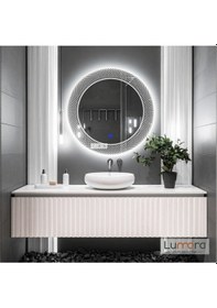 Resim Zenith Beyaz Led'li Lazer Kumlamalı Lavabo & Banyo Aynası Dokunmatik Sensörlü 80 X 80 