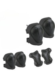 Resim tosbai Siyah Dizlik Dirseklik Ellik Takımı, 5-12 Yaş -Bisiklet, Scooter, Koruyucu Dizlik Dirseklik Set 