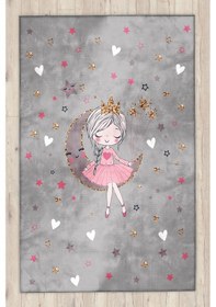 Resim Prenses Kalpli Bambu Çocuk Halısı Gri 