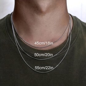 Resim 1 Adet Minimalist Şık Erkek Paslanmaz Çelik Zincir Kolye, İnce Tasarım, Solmayan 