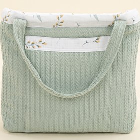 Resim Bebek Bakım Çantası - Mint Örgü - Yapraklar 