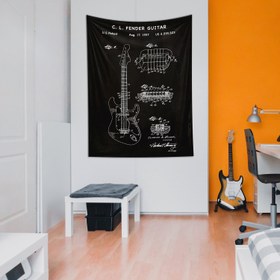Resim Fender Stratocaster Gitar Chalkboard Duvar Örtüsü - 60 cm x 90 cm 