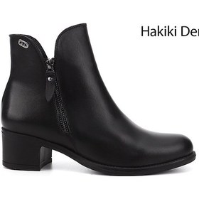 Resim Gönderi(R) Gönderi R Siyah Çift Fermuarlı Kalın Topuklu Hakiki Deri Bot Siyah 