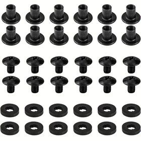 Resim 36 adet Siyah Chicago Vidaları, 12 Set - Kendin Yap Kydex ve Deri Tabancası Holster/Clip'leri ve Bıçak Kılıfları için, 1/4 İnç, Phillips Truss Başlıkları + Açık Çekmeli Bağlayıcılar + Kauçuk Yıkama/Arasızlık İçerir 