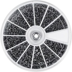 Resim 600 adet Paslanmaz Çelik Miniatur Vida Assortment Kiti, 12 Tip M1 M1.2 M1.4 M1.6 Vida Somun ve Cıvatalar Organizatörü, Saatler, Gözlükler, Takılar, Elektronikler için Kapaklar ile 