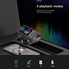 Resim Araba MP3 M zik alar ift USB arj Adapt r 8 n Ekranl Elle Arama Deste i U Disk TF Kart alma Sesli Asistan Tiz Bass Ayarlanabilir Voltaj G sterimi 