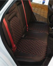 Resim AKINCI Hyundai Kona 19 20 M Arası Arka Sırt 2+1 Arka Sırt Kolcaklı Model Uyumlu Zemin Kırmızı Siyah Deri 