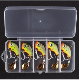 Resim Fochsia 5'li E-5 Yapay Metal Yemli Karışık Renk Alüminyum Döner Kaşık Alabalık Ve Kış Balıkçılığı İçin 14 Gr 