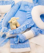 Resim Full Ozel Set Firfirli Pike Ve Gupurlu Mavi Yildiz Ve Beyaz Pikeli 