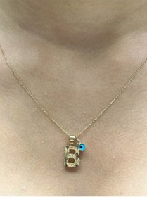 Resim 14 Ayar Altın Nazar Boncuklu B Harfli Zincir 