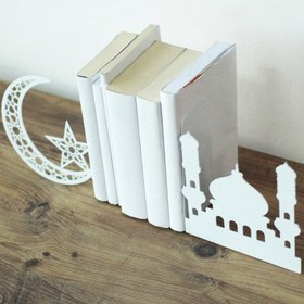 Resim Hilal, Yıldız ve Cami Motifli Kitap Tutucu Bookend - Bakır 