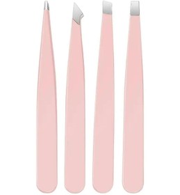 Resim SİNKA Cımbız Seti 4'Lü Profesyonel Deri Çantalı Pembe Paslanmaz 