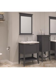 Resim Orka Bastle 40 Cm Mdf Mat Antrasit Banyo Boy Dolabı Antrasit 