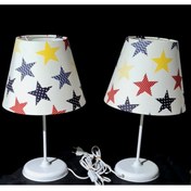 Resim TEKAY AYDINLATMA Yıldız Kumaş Kaplama Kız Erkek Çocuk Odası Genç Odası Yatak Odası Abajur 2 Adet 