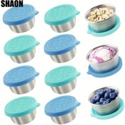 Resim SHAON 2/4/8 adet Sızdırmaz Silikon Kapaklı Paslanmaz Çelik Salata Takeout Kapları - 1.6oz, 304 Gıda Sınıfı Malzeme, Öğle Yemeği Kutuları, İş, Okul, Piknikler ve Seyahat için Mükemmel - Okul Sezonu İçin İdeal, Okul Öğle Yemeği Gereksinimleri | Modern Öğle Yemeği Kutusu | Dayanıklı Öğle Yemeği Kapları, Öğle Yemeği Kutuları 